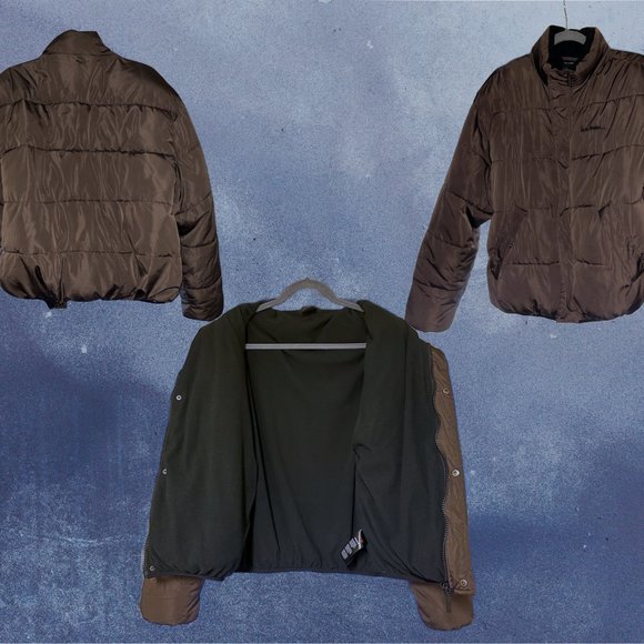 Urban Outfitters, iets frans Recycled Puffer Jacket, Brown, Small - Picture 1 of 6